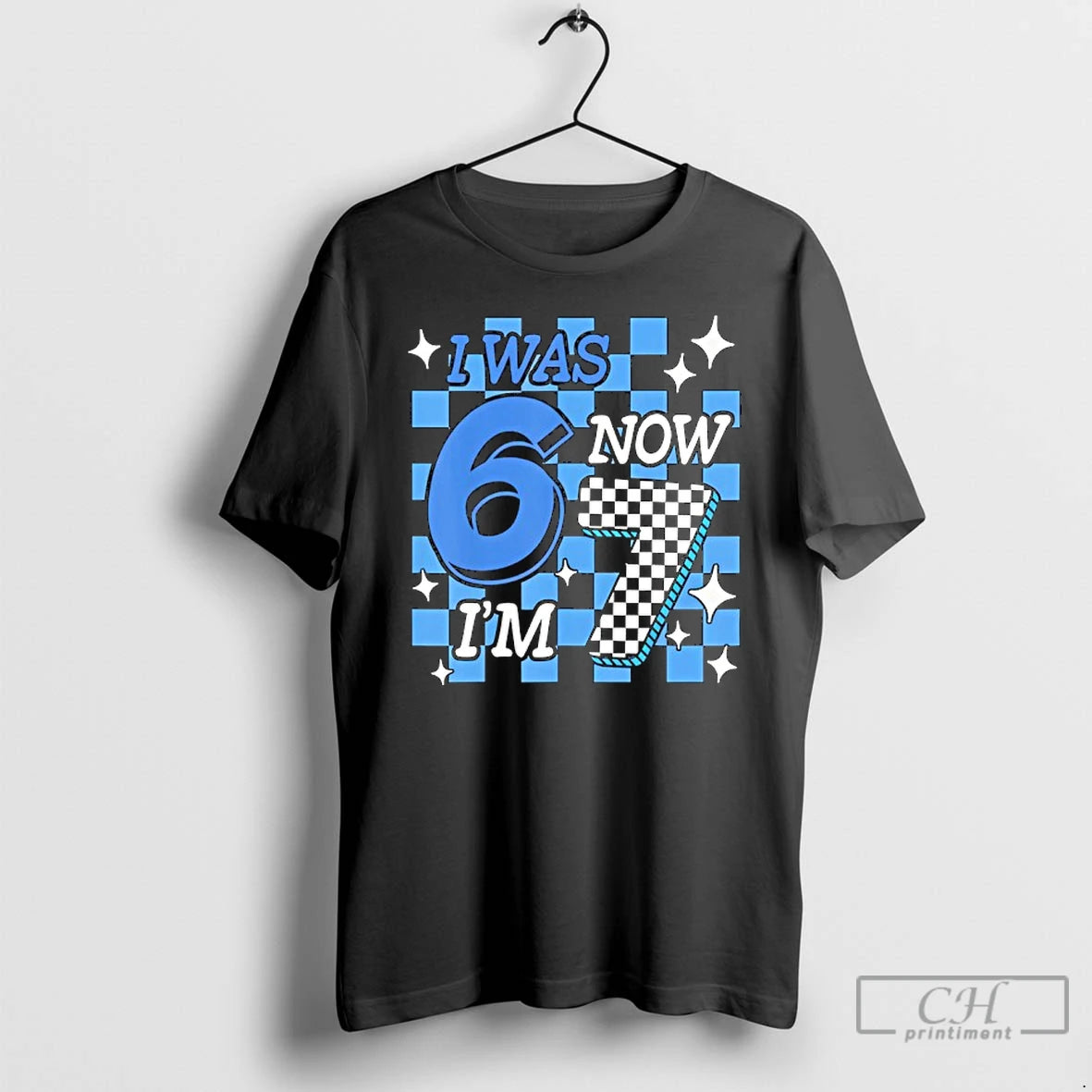 Premium Blue Checkered Birthday Boy I Was 6 Now Im 7 T-Shirts, Hoodie, Sweatshirt | InkRitualCo.com