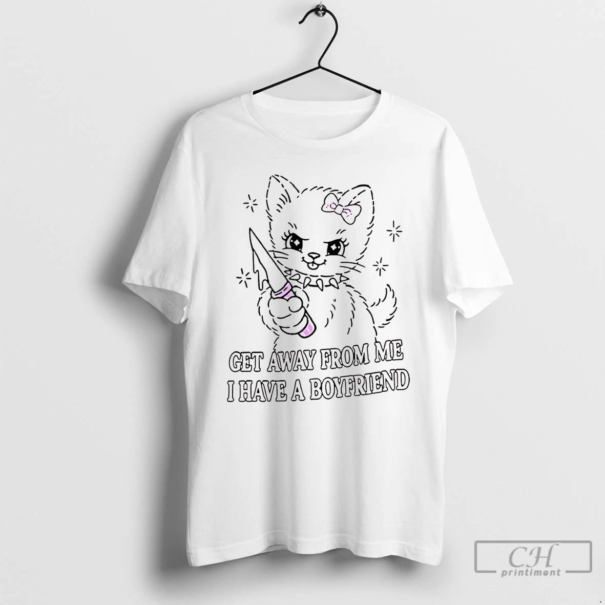 Premium Cat Get Away From Me I Have A Boyfriend T-Shirts, Hoodie, Sweatshirt | InkRitualCo.com