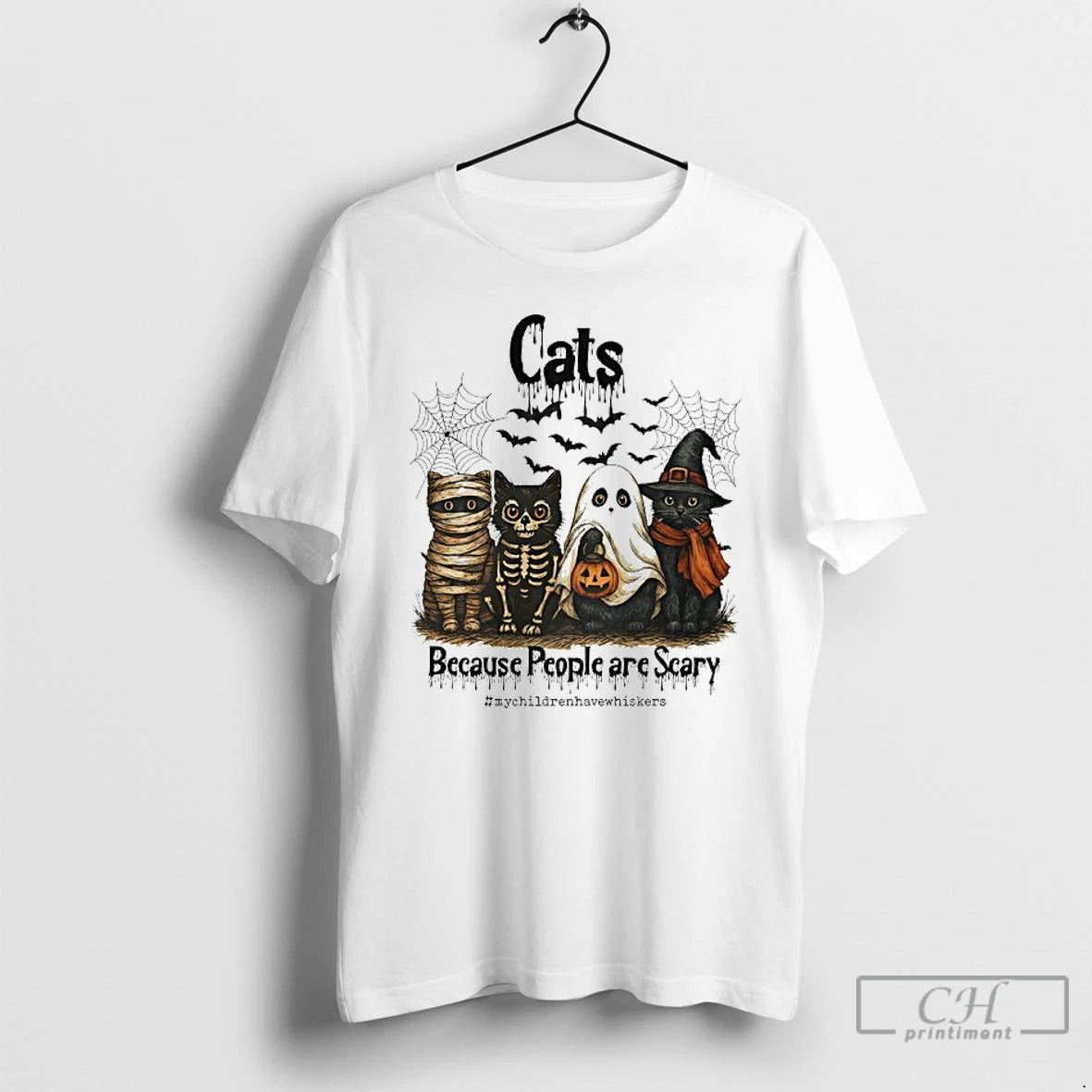Premium Cats Because People Are Scary Halloween T Shirts Hoodie, Sweatshirt | InkRitualCo.com
