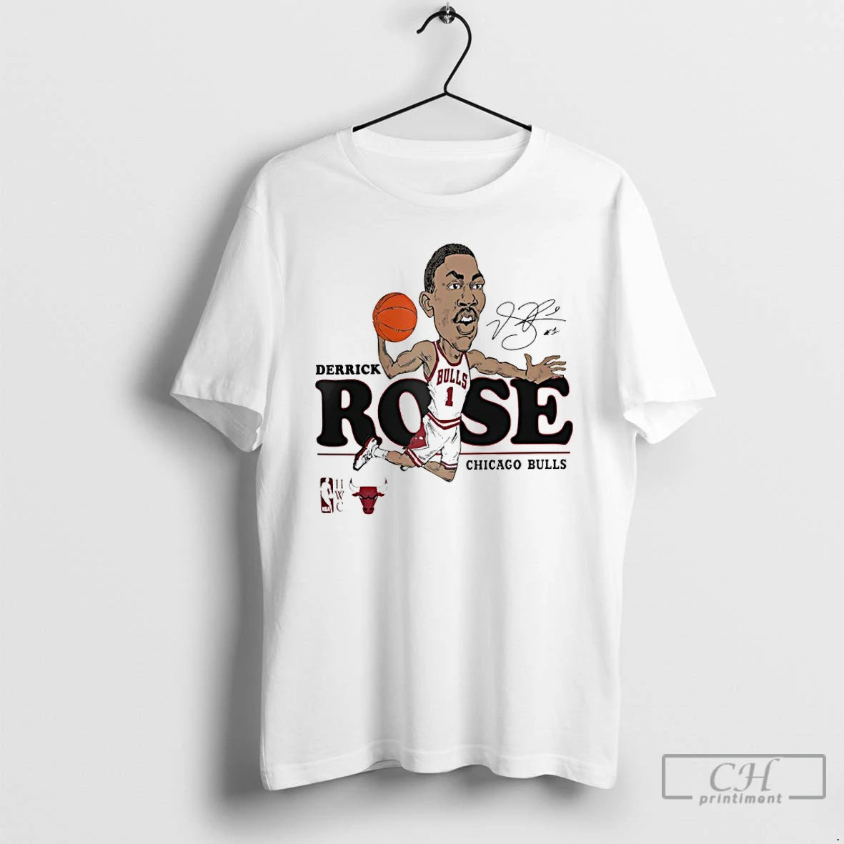 Derrick Rose Chicago Bulls Nba Caricature Signature T-Shirts, Hoodie, Sweatshirt | InkRitualCo.com