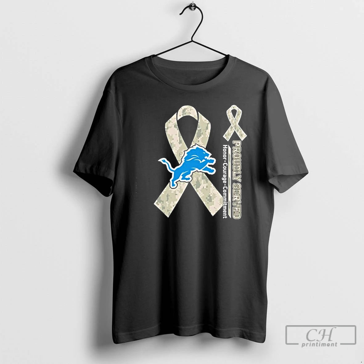 Premium Detroit Lions Proudly Served Honor Courage Commitment T Shirts Hoodie, Sweatshirt | InkRitualCo.com