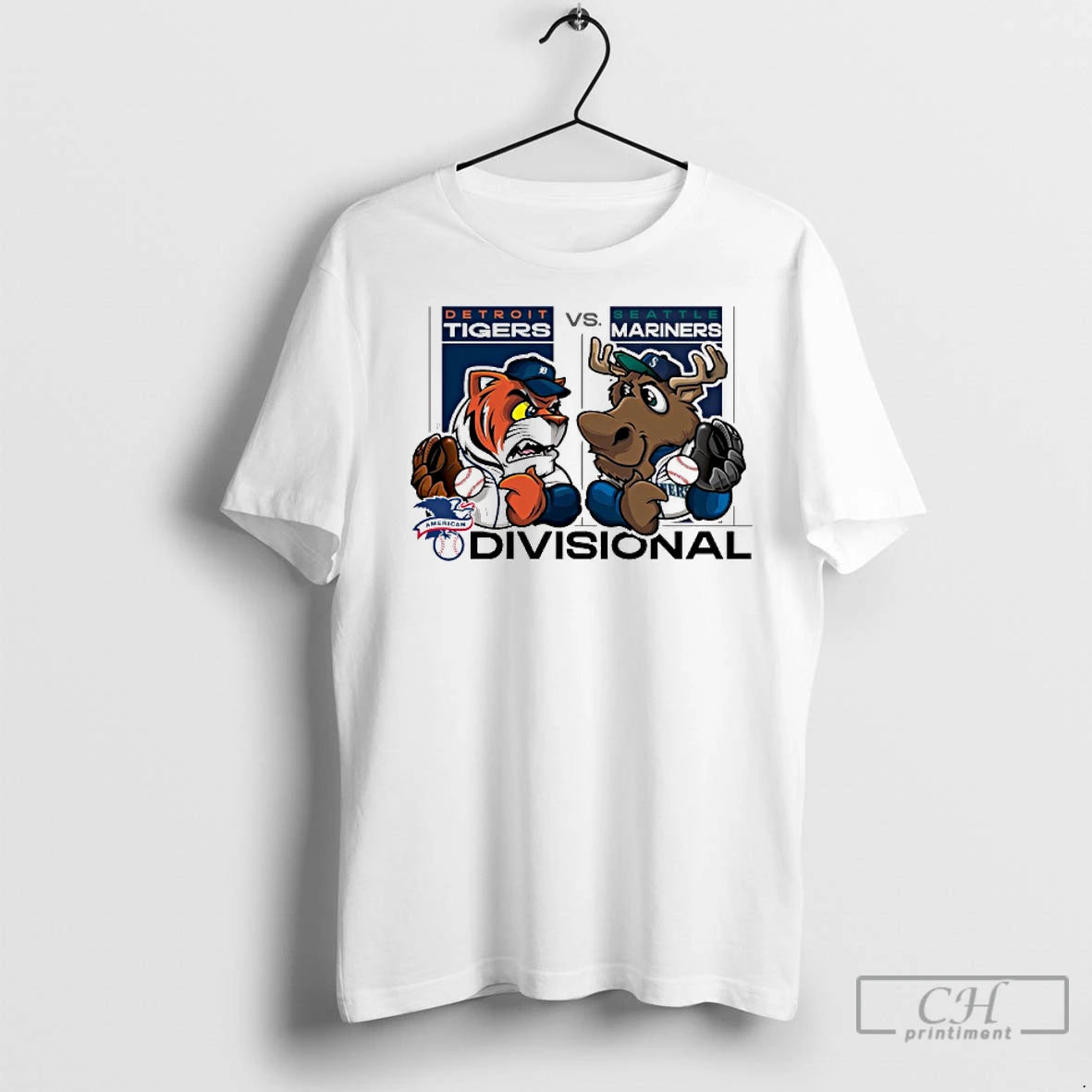 Premium Detroit Tiger Vs Seattle Mariners 2025 Mlb American League Divisional Round Mascots T-Shirts, Hoodie, Sweatshirt