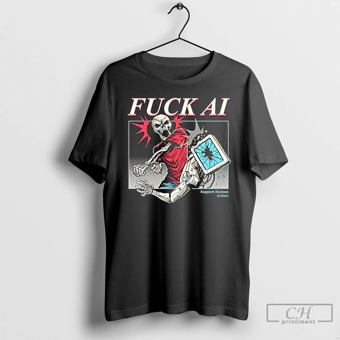 Premium Fuck Ai The Yetee Skeleton Ai Robot T-Shirts, Hoodie, Sweatshirt | InkRitualCo.com