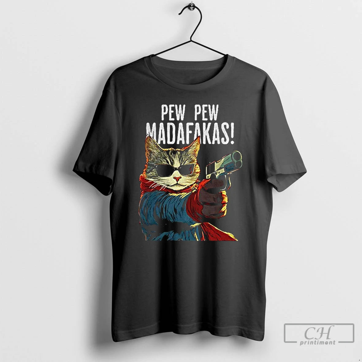 Premium Funny Cat Gun Pew Pew Madafakas Art T-Shirts, Hoodie, Sweatshirt | InkRitualCo.com