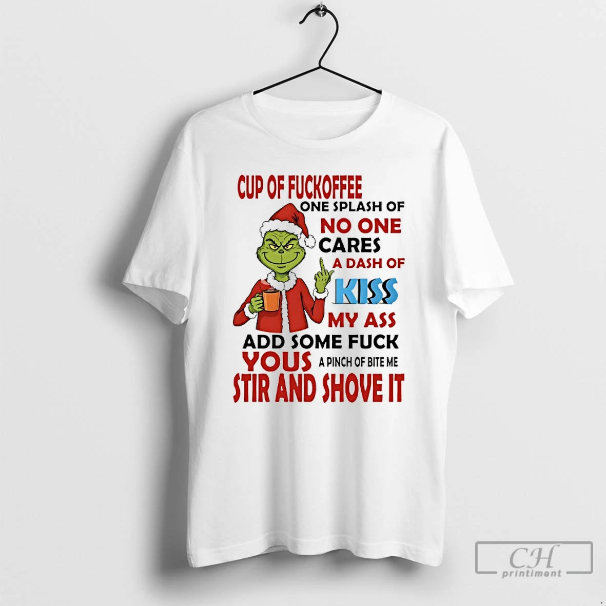 Premium Grinch Santa Claus Cup Fuckoffee One Splash Of No One Cares A Dash Of T-Shirts, Hoodie, Sweatshirt | InkRitualCo.com