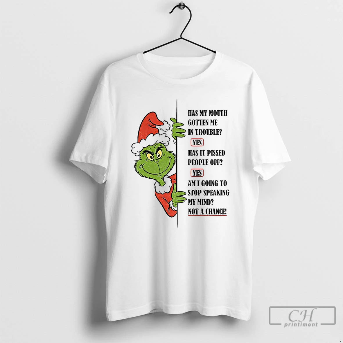 Premium Grinch Santa Has My Mouth Gotten Me In Trouble Yes Has It Pissed People T-Shirts, Hoodie, Sweatshirt