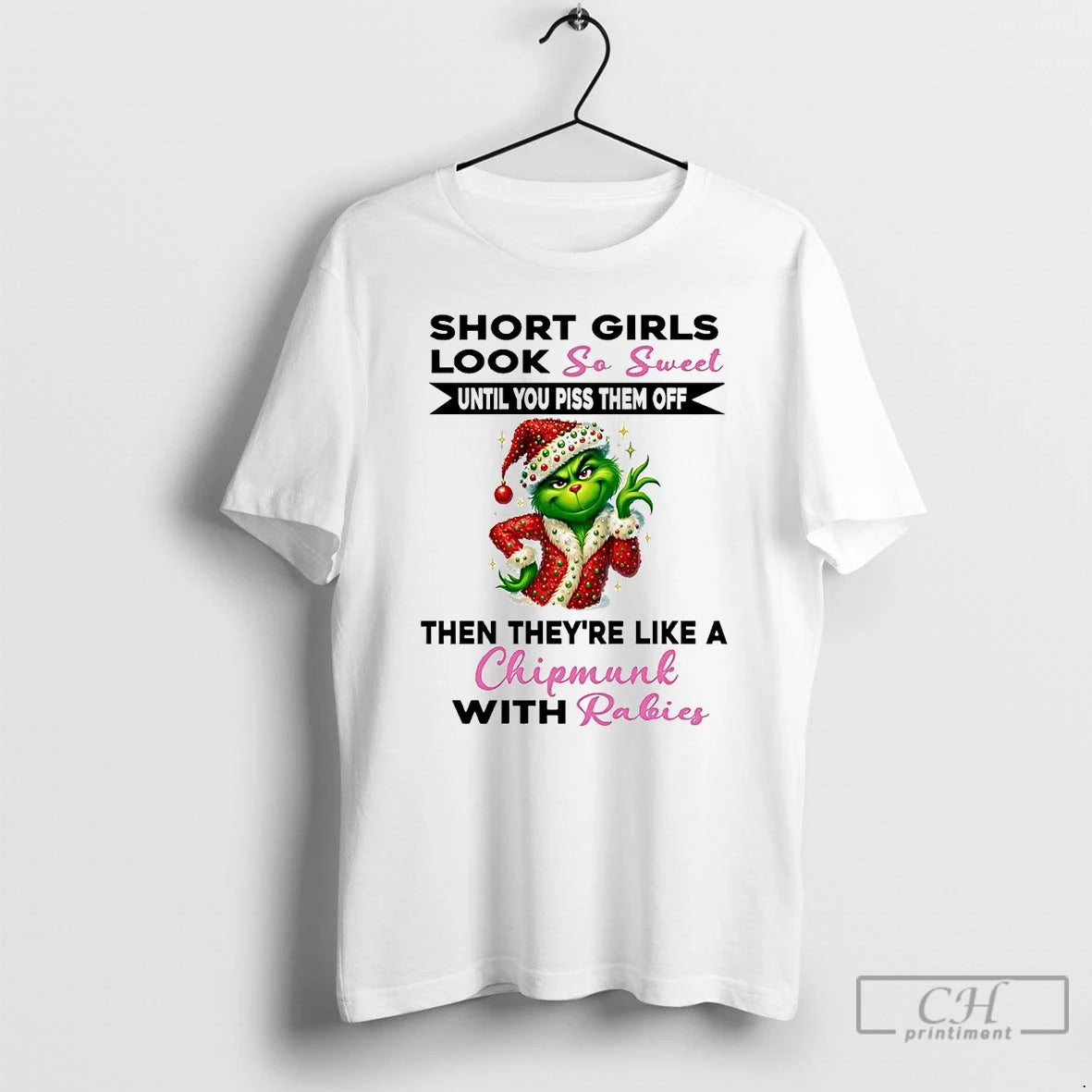 Premium Grinch Short Girls Look So Sweet Theyre Like Chipmunk Christmas T-Shirts, Hoodie, Sweatshirt | InkRitualCo.com