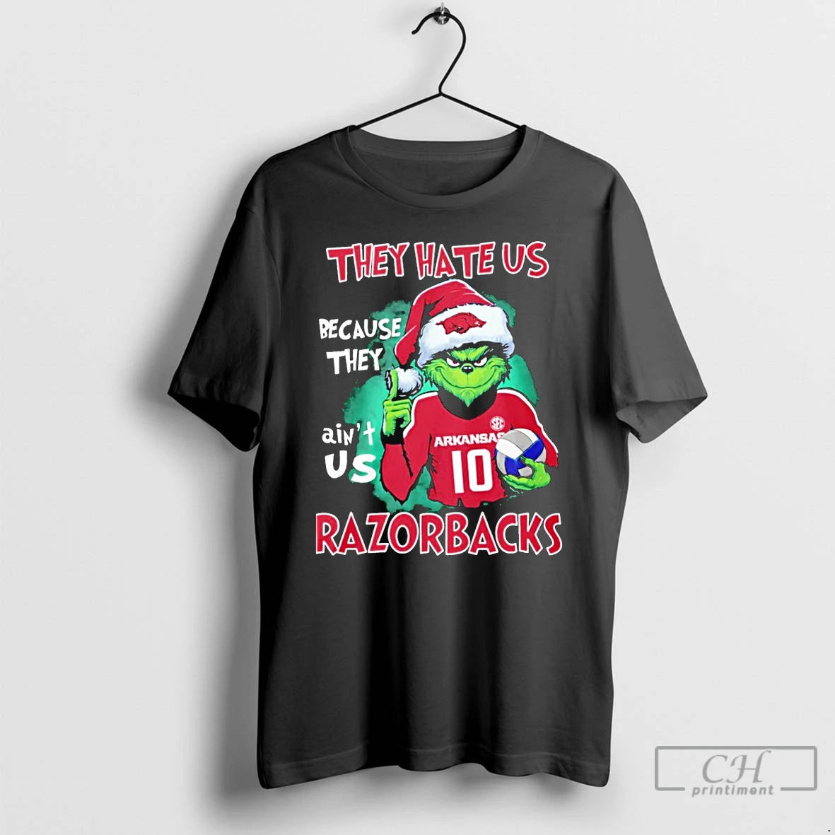 Premium Grinch They Hate Us Because They Aint Us Arkansas Razorbacks T Shirts Hoodie, Sweatshirt | InkRitualCo.com