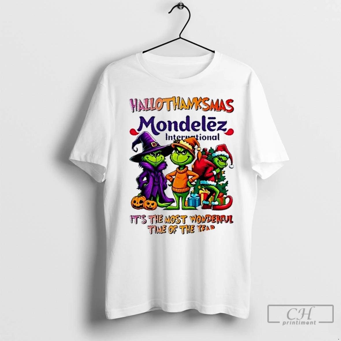 Premium Grinch X Mondelez International Its The Most Wonderful Time Of The Year Happy Hallothanksmas T-Shirts, Hoodie,...