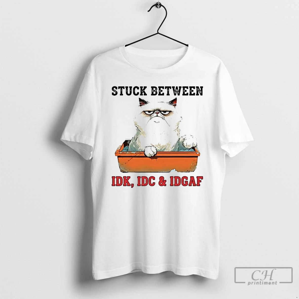 Premium Grumpy Cat Stuck Between Idk Idc And Idgaf T-Shirts, Hoodie, Sweatshirt | InkRitualCo.com