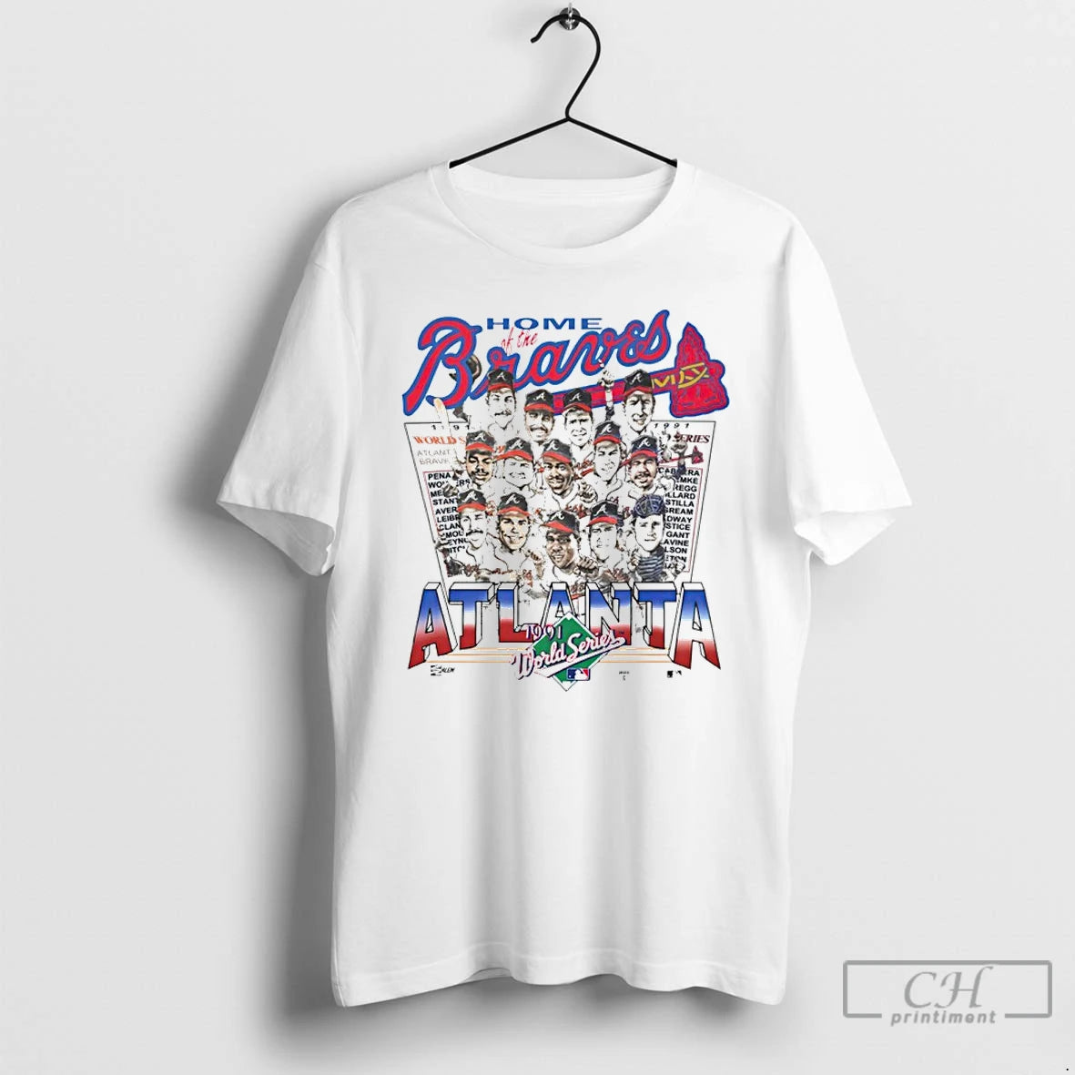 Premium Home Of The Atlanta Braves 1991 World Series Caricature T-Shirts, Hoodie, Sweatshirt | InkRitualCo.com