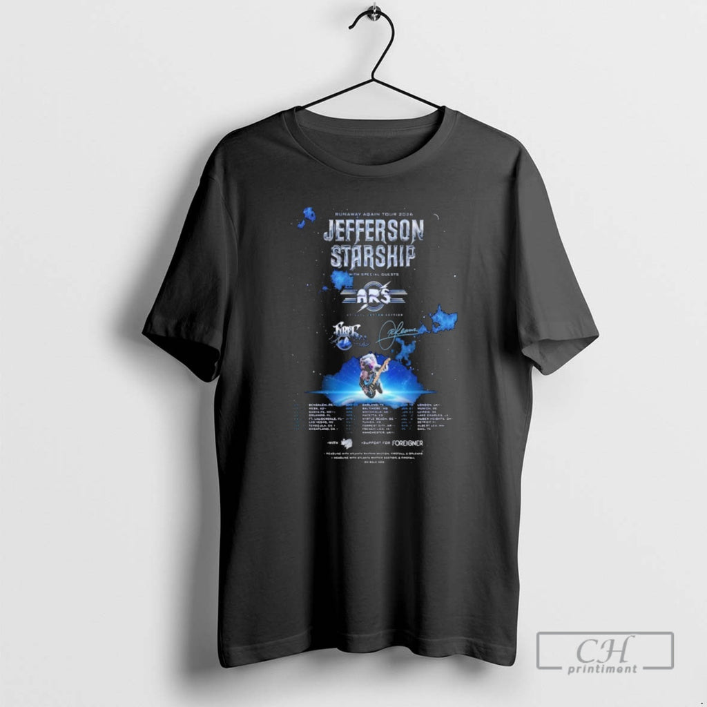 Premium Jefferson Starship Runaway Again 2026 Tour Dates Astronaut Guitar Shirt Sweater Hoodie, Sweatshirt | InkRitualCo.com