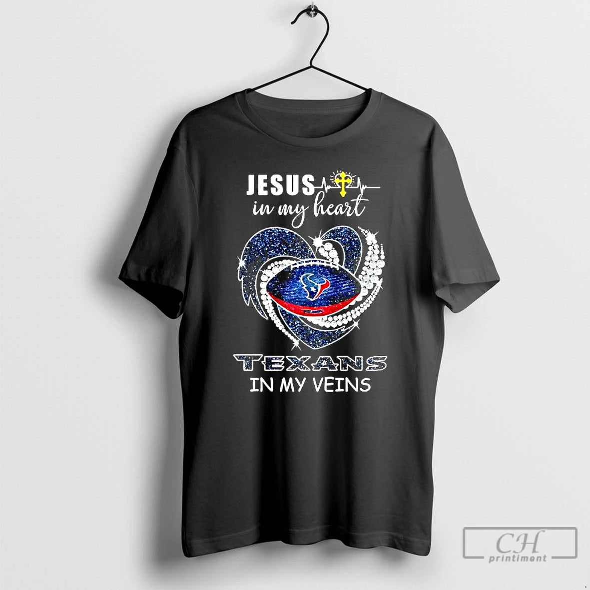Premium Jesus In My Heart Houston Texans In My Veins Heartbeat Line T Shirts Sweater Hoodie, Sweatshirt | InkRitualCo.com