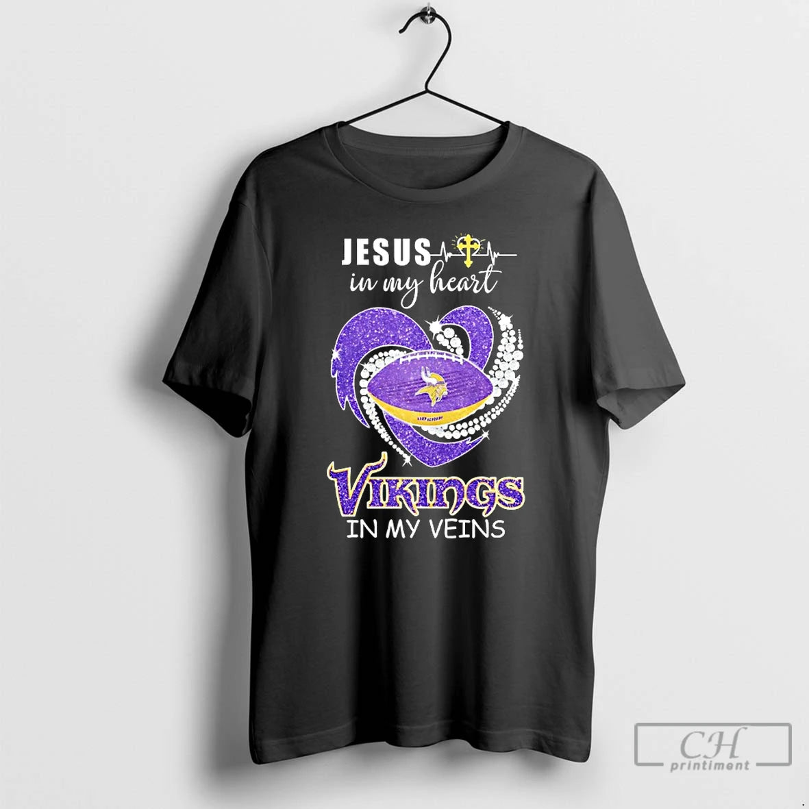 Premium Jesus In My Heart Minnesota Vikings In My Veins Diamond Heart T Shirts Sweater Hoodie, Sweatshirt | InkRitualCo.com