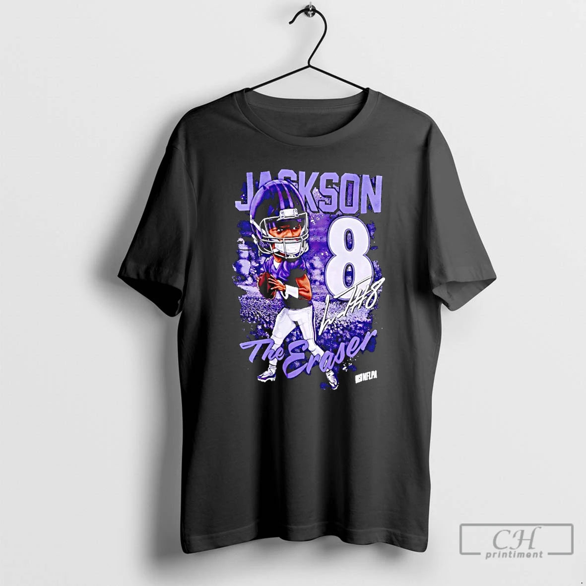 Premium Lamar Jackson The Eraser Number 8 Signature Caricature T-Shirts, Hoodie, Sweatshirt | InkRitualCo.com