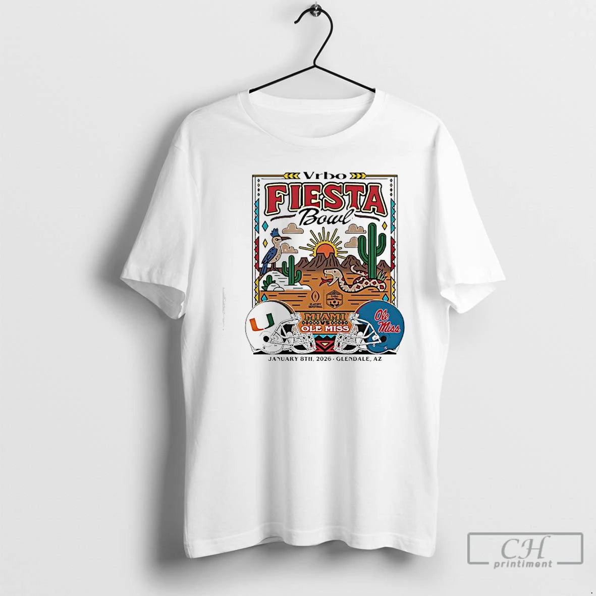 Premium Miami Vs Ole Miss Vrbo Fiesta Bowl January 8th 2026 Glendale Az T Shirts Hoodie, Sweatshirt | InkRitualCo.com