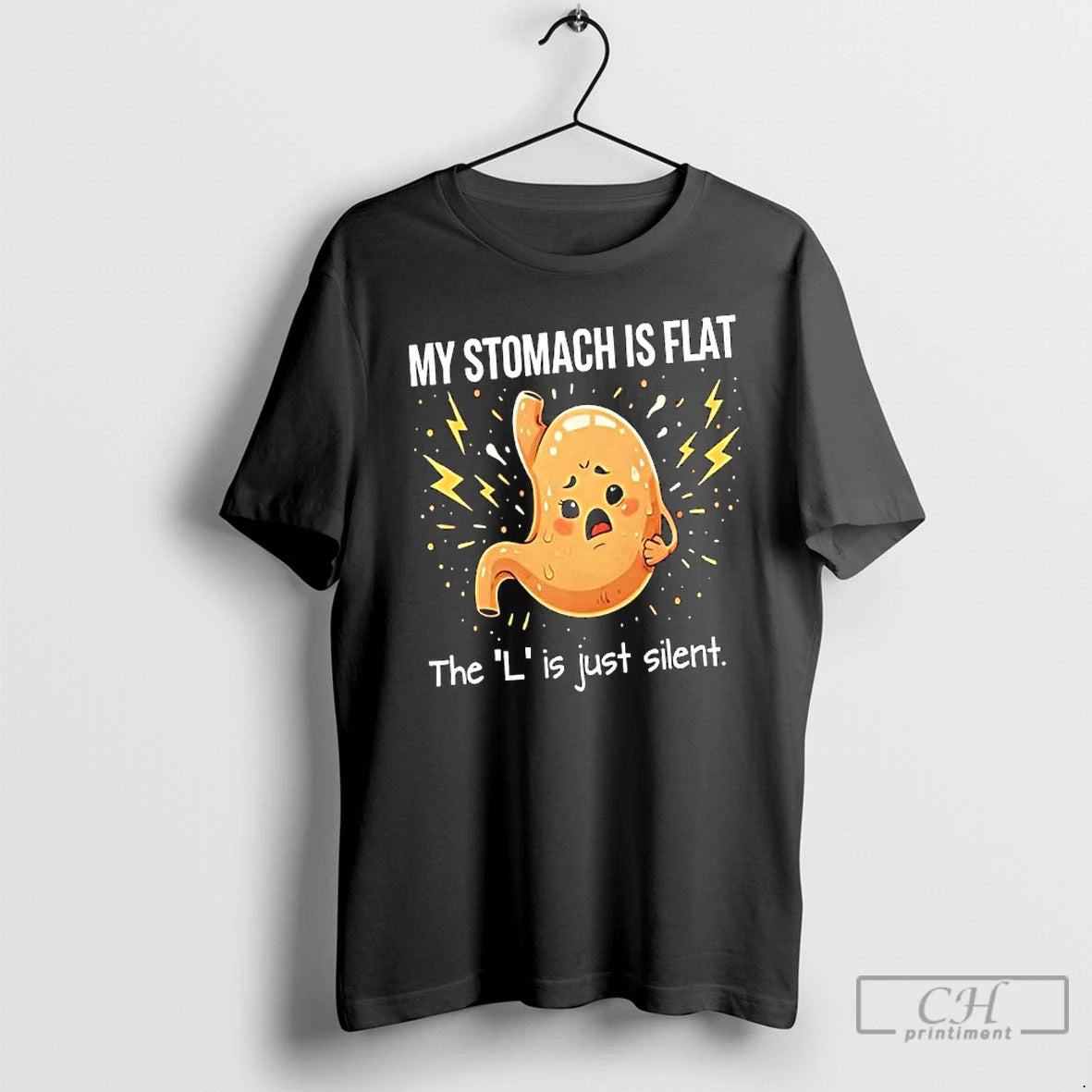 Premium My Stomach Is Flat The L Is Just Silent Stomachache Graphic T Shirts Sweater Hoodie, Sweatshirt | InkRitualCo.com