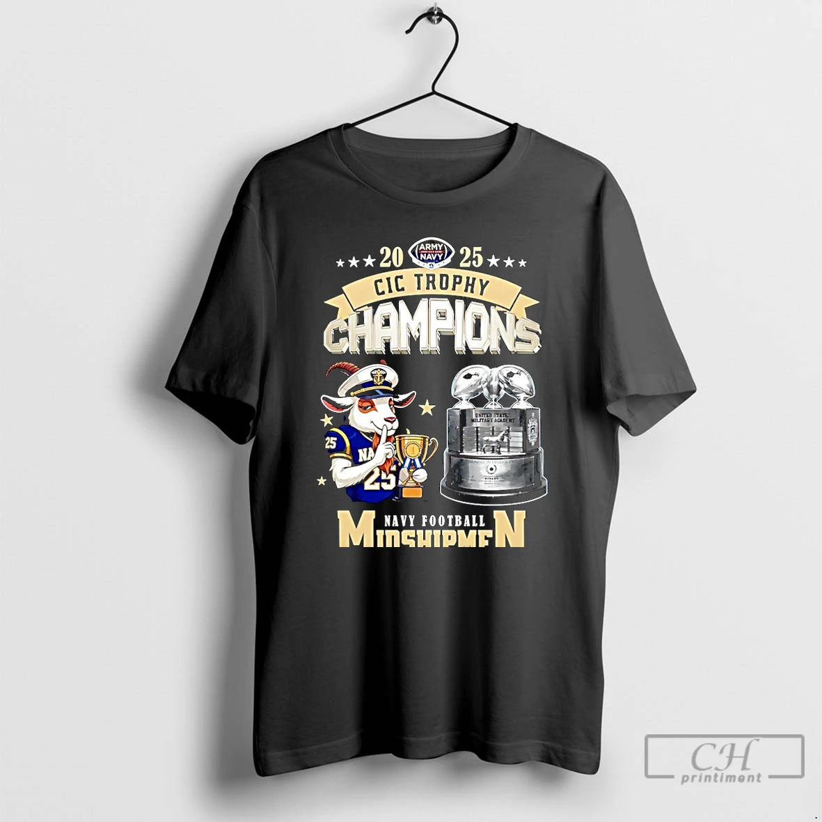 Premium Navy Midshipmen Football 2025 Cic Trophy Champions Mascot Christmas T-Shirts, Hoodie, Sweatshirt | InkRitualCo.com