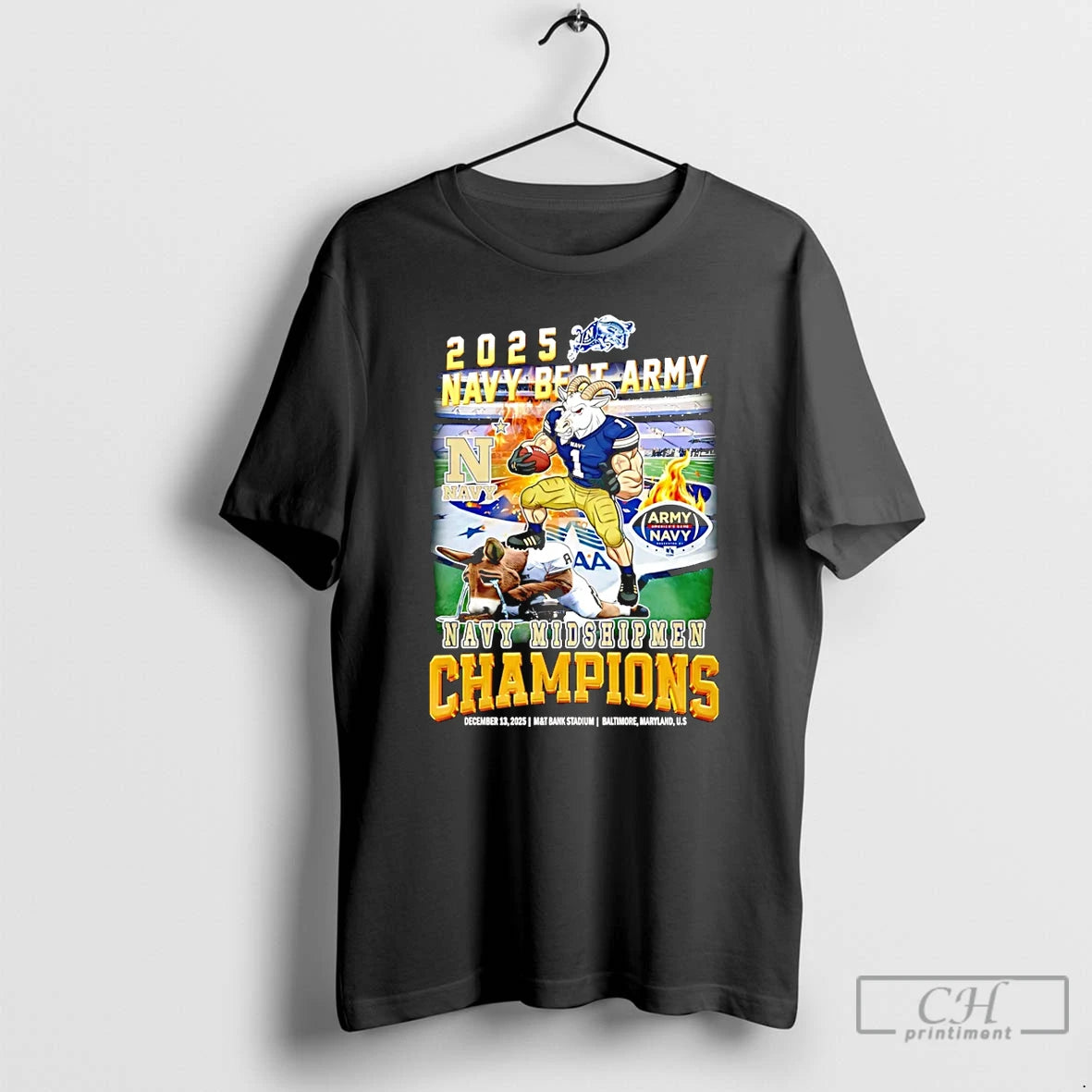 Premium Navy Midshipmen Beat Army 2025 Champions Mascot T-Shirts, Hoodie, Sweatshirt | InkRitualCo.com
