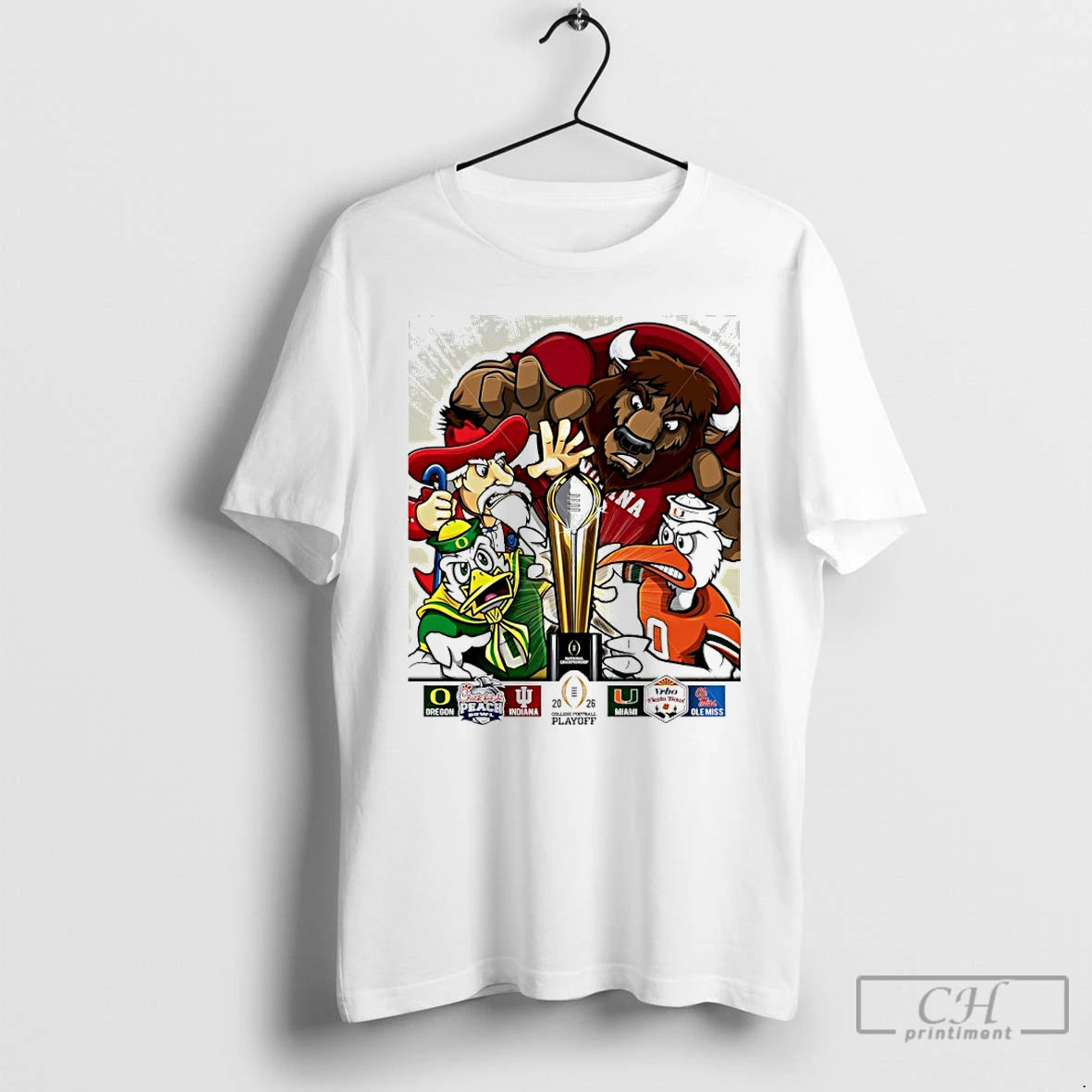 Premium Oregon Indiana Miami And Ole Miss 2026 College Football Final Four T Shirts Sweater Hoodie, Sweatshirt