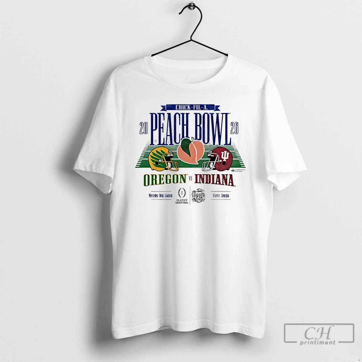 Premium Oregon Vs Indiana 2026 Chick Fil A Peach Bowl Football Helmet T Shirts Sweater Hoodie, Sweatshirt | InkRitualCo.com