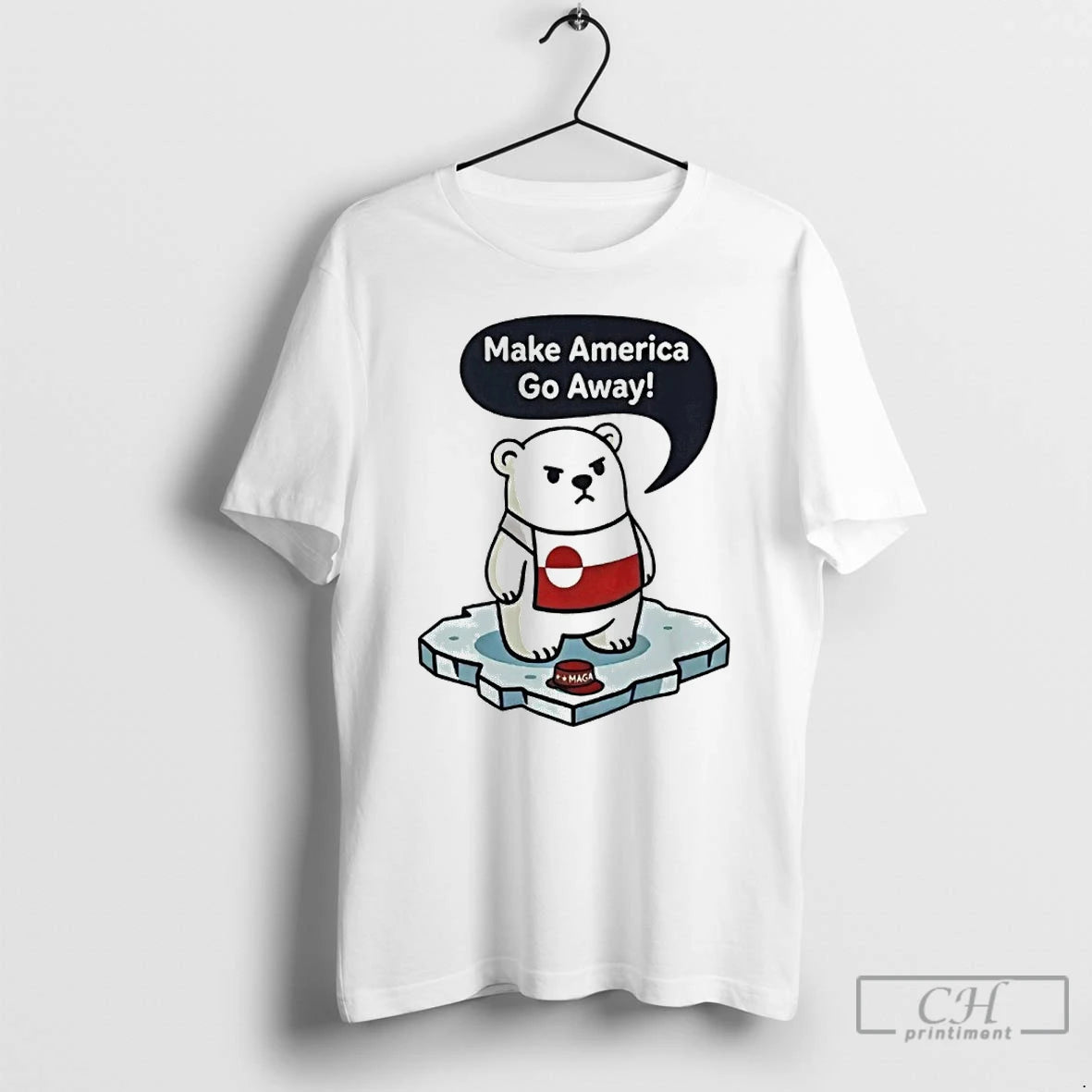 Premium Polar Bear Chibi Make America Go Away Greenland Is Not For Sale T Shirts Hoodie, Sweatshirt | InkRitualCo.com