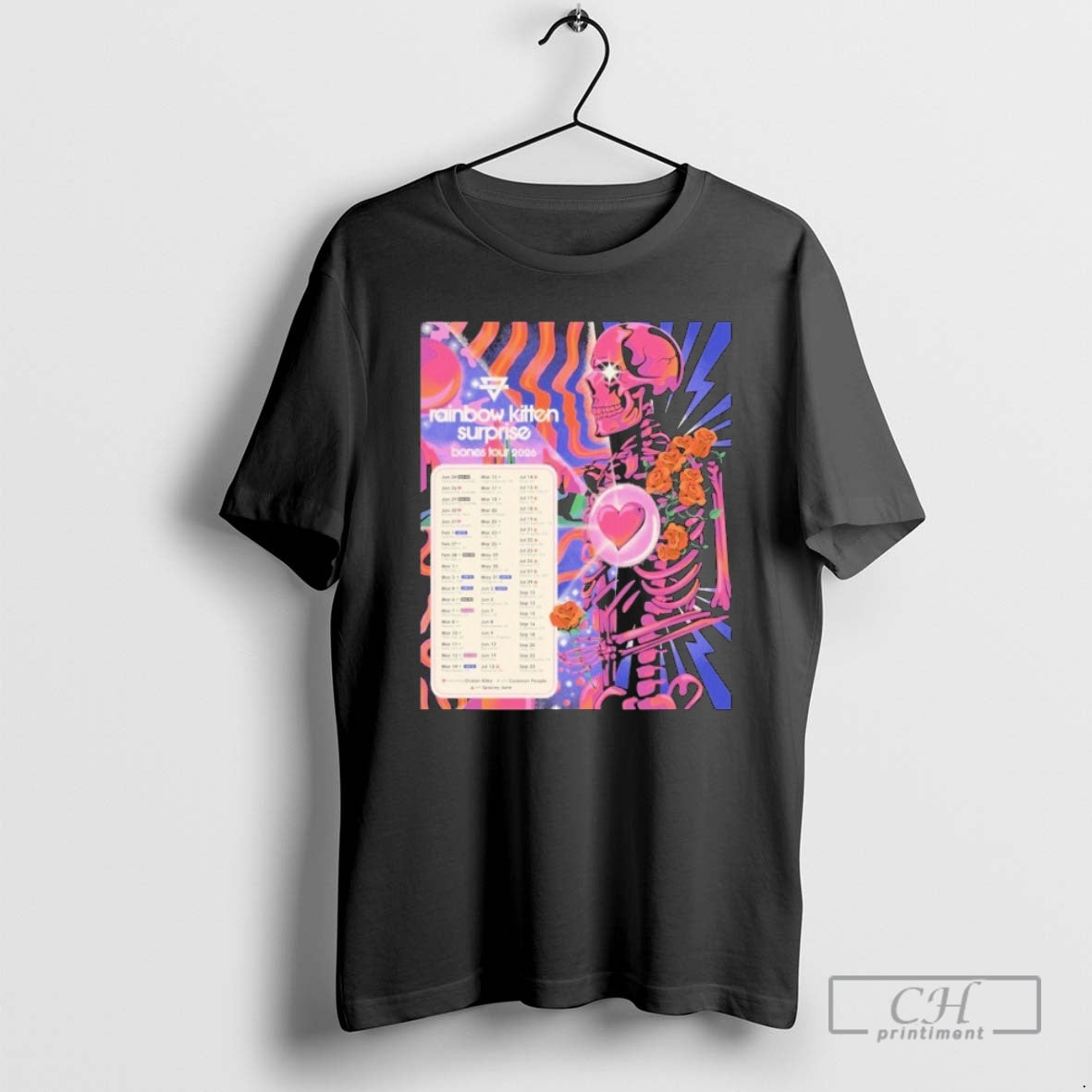 Premium Rainbow Kitten Surprise Bones Tour 2026 Skeleton Heart Shirt Sweater Hoodie, Sweatshirt | InkRitualCo.com