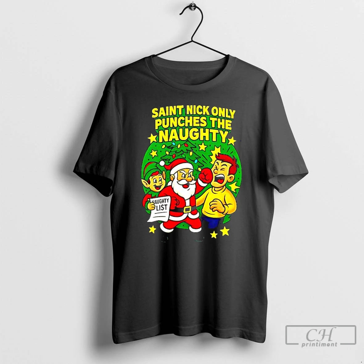 Premium Saint Nick Only Punches The Naughty Christmas List T-Shirts, Hoodie, Sweatshirt | InkRitualCo.com