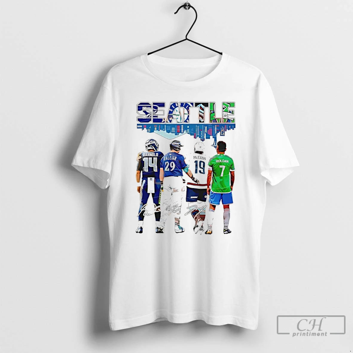 Seattle Legends Sports Mix Roldan City Skyline Signatures T-Shirts, Hoodie, Sweatshirt | InkRitualCo.com