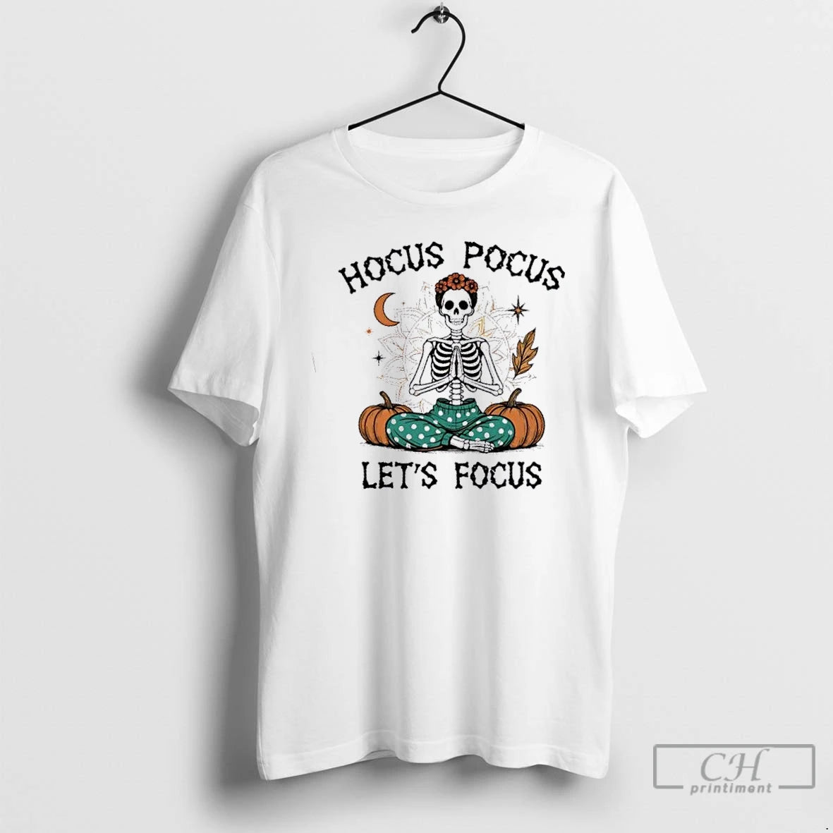 Premium Skeleton Pumpkin Halloween Hocus Pocus Lets Focus T Shirts Hoodie, Sweatshirt | InkRitualCo.com