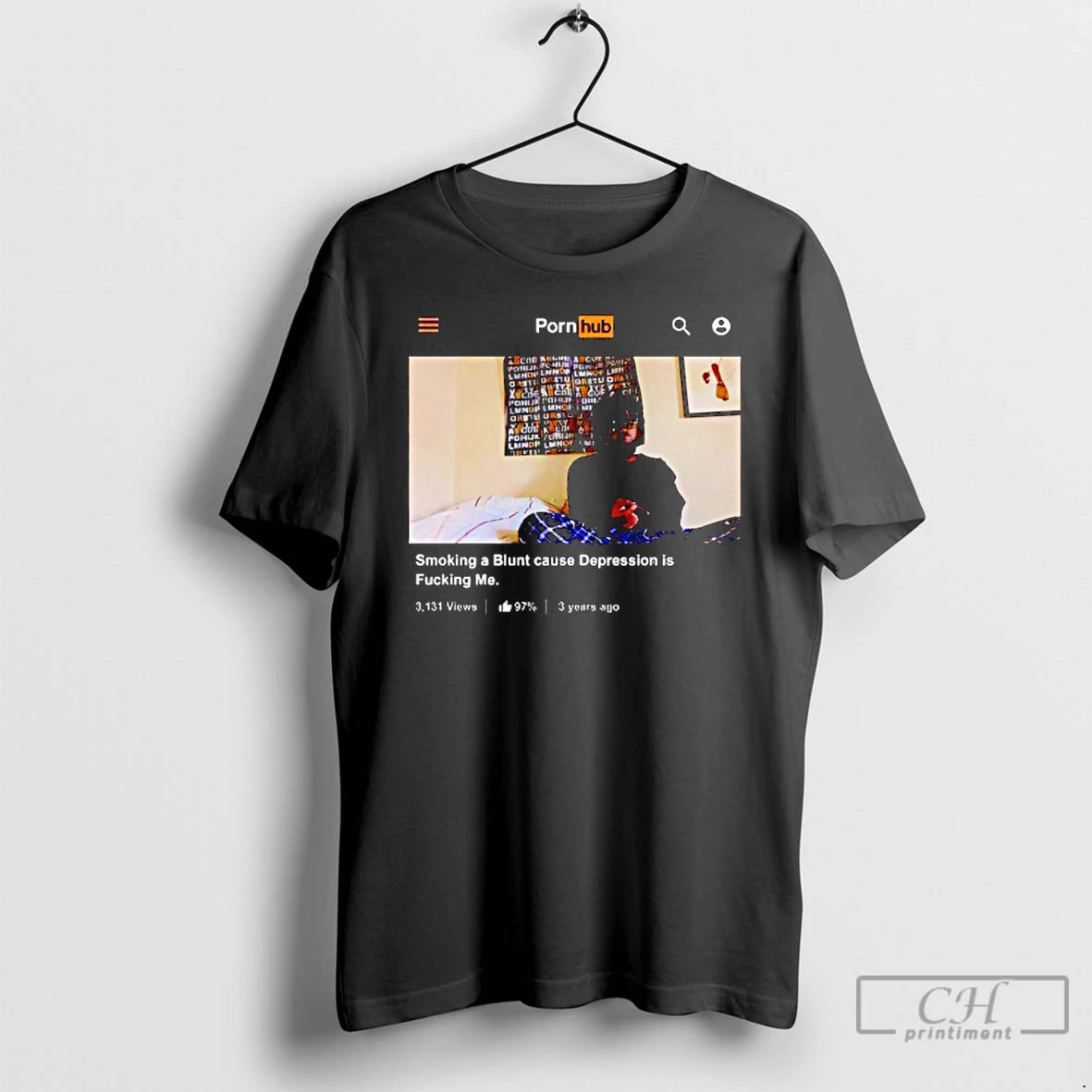Premium Smoking A Blunt Cause Depression Is Fucking Me Pornhub T-Shirts, Hoodie, Sweatshirt | InkRitualCo.com