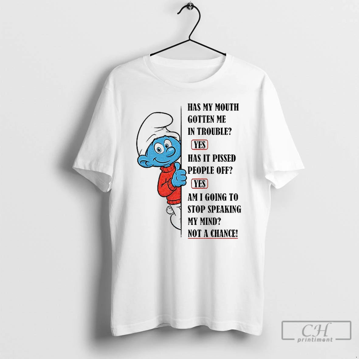 Premium Smurf Has My Mouth Gotten Me In Trouble Yes Has It Pissed People Off T-Shirts, Hoodie, Sweatshirt | InkRitualCo.com