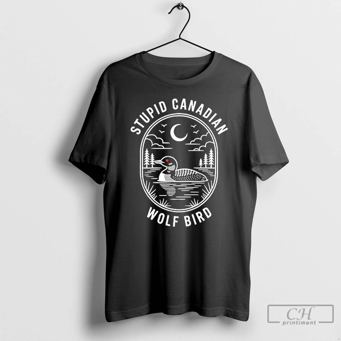 Premium Stupid Canadian Wolf Bird Loon Hockey Wildlife T-Shirts, Hoodie, Sweatshirt | InkRitualCo.com