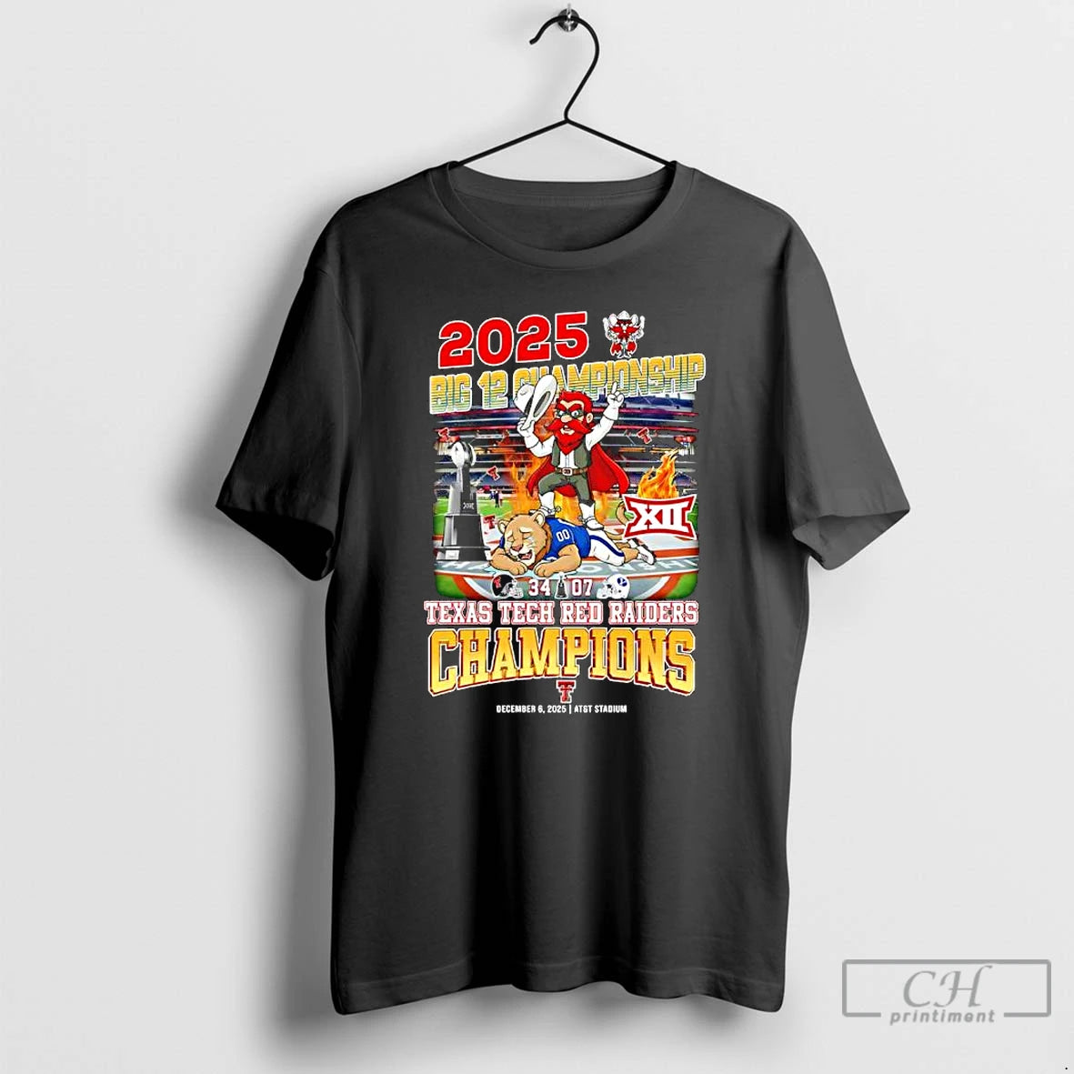 Premium Texas Tech Red Raiders Big 12 Champions 34 07 Score Att Stadium On December T-Shirts, Hoodie, Sweatshirt