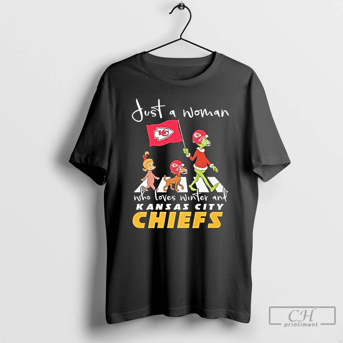 Premium The Grinch Just A Woman Who Loves Winter And Kansas City Chiefs Christmas Road T-Shirts, Hoodie, Sweatshirt