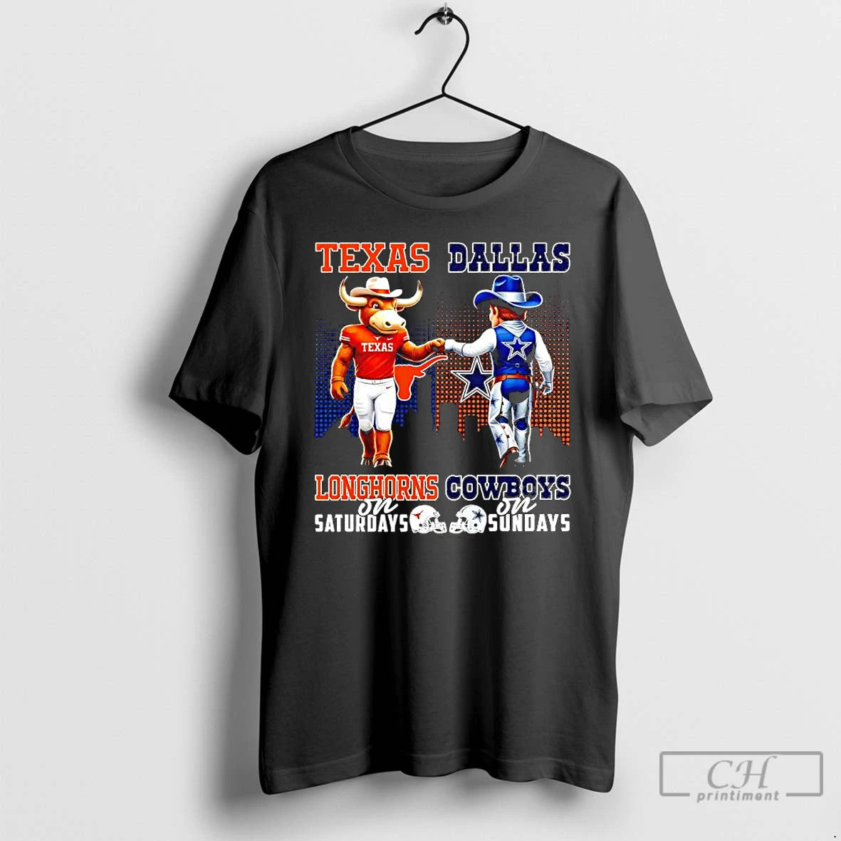 Premium The Texas Longhorns On Saturdays And Dallas Cowboys On Sundays Mascots Logos T Shirts Hoodie, Sweatshirt