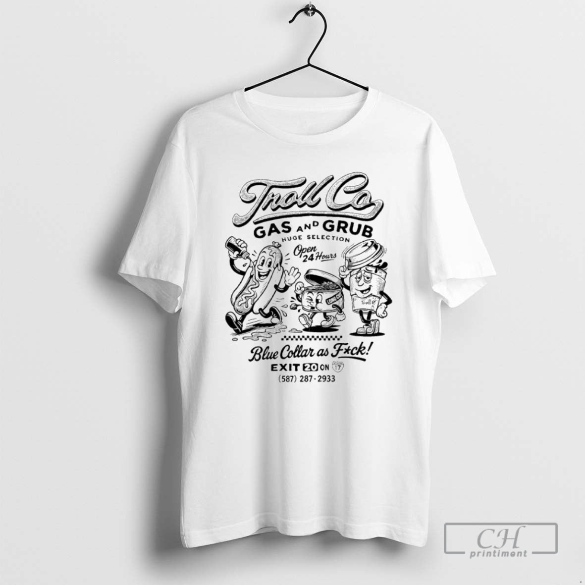 Premium Troll Co Gas And Grub Blue Collar As Fuck Hotdog Shirt Sweater Hoodie, Sweatshirt | InkRitualCo.com