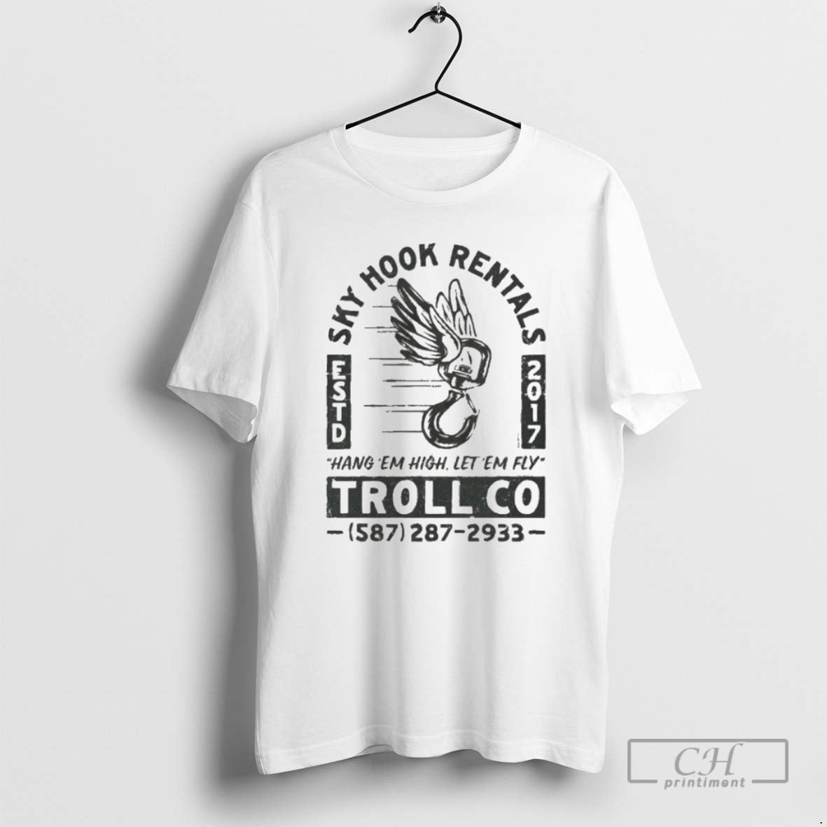 Premium Troll Co Sky Hook Rentals Hang Em High Let Em Fly High Shirt Sweater Hoodie, Sweatshirt | InkRitualCo.com