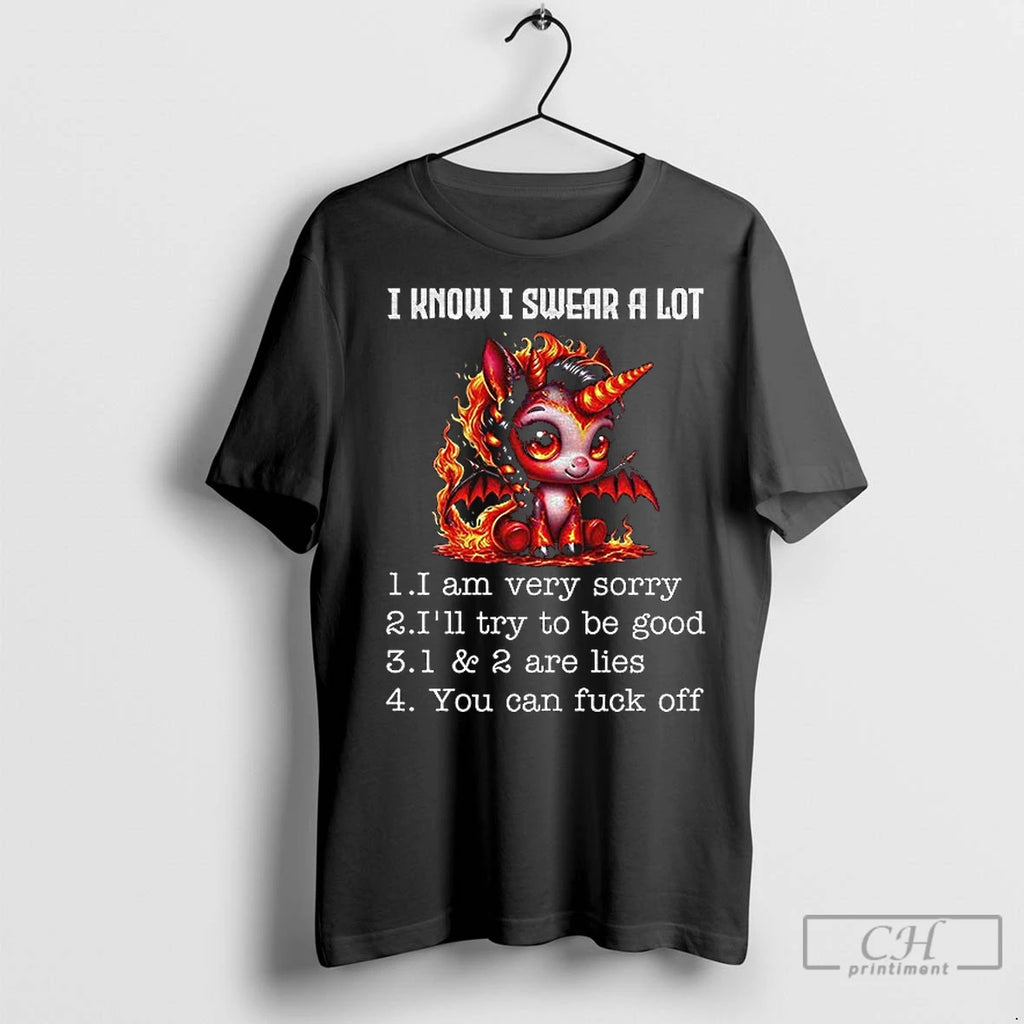 Premium Unicorn I Know I Swear A Lot I Am Very Sorry Ill Try To T-Shirts, Hoodie, Sweatshirt | InkRitualCo.com
