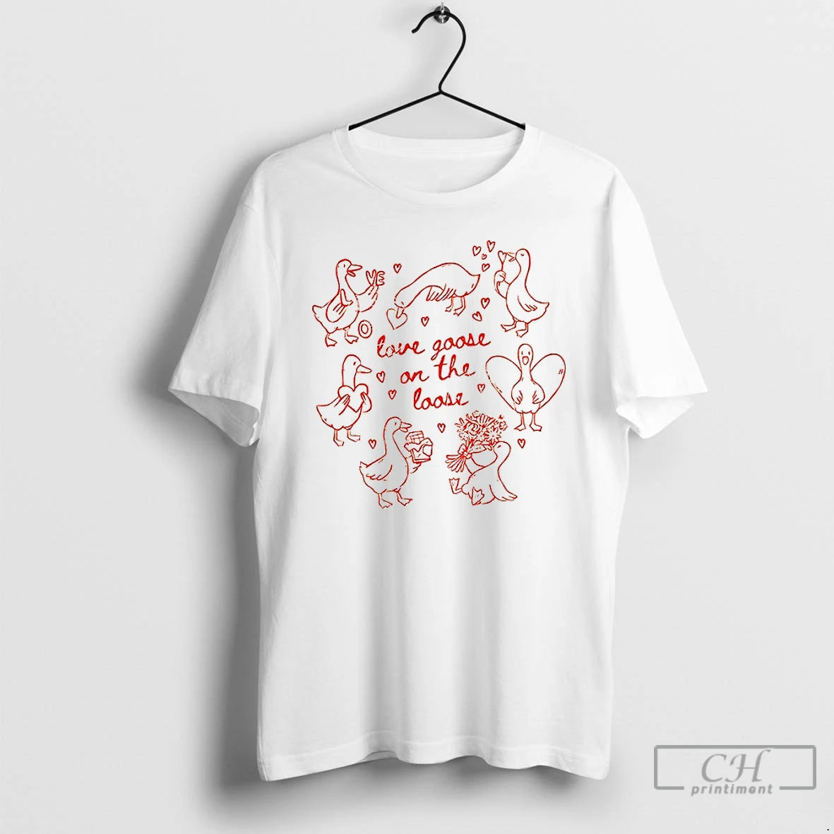 Premium Valentine Goose Love Goose On The Loose T-Shirts, Hoodie, Sweatshirt | InkRitualCo.com