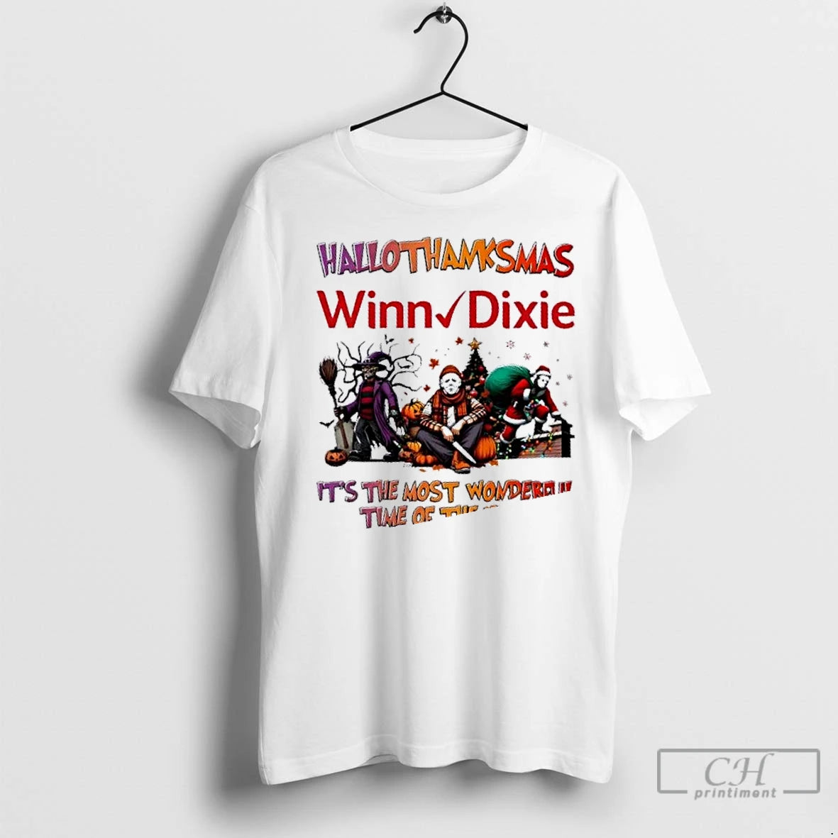 Premium Winn Dixie X Horror Movies Happy Hallothanksmas Its The Most Wonderful Time Of The T-Shirts, Hoodie, Sweatshirt