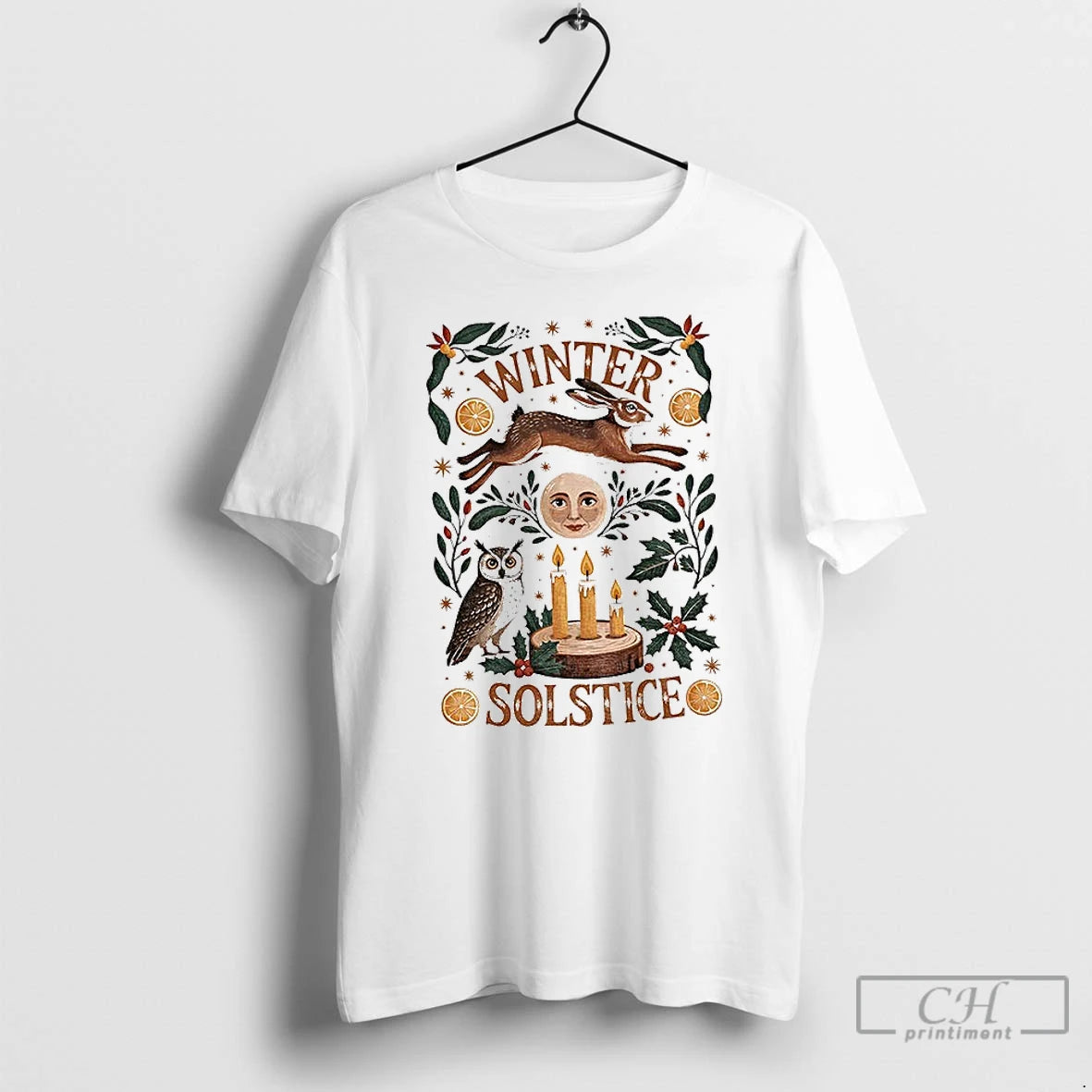 Premium Winter Solstice Mystical Moon And Rabbit Merry Christmas T-Shirts, Hoodie, Sweatshirt | InkRitualCo.com