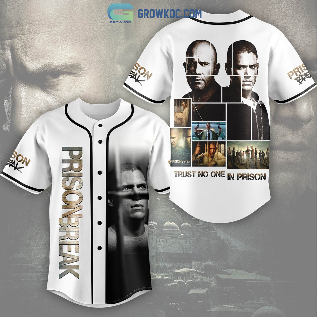 Prison Break Trust No One In Prison White Design Baseball Jersey