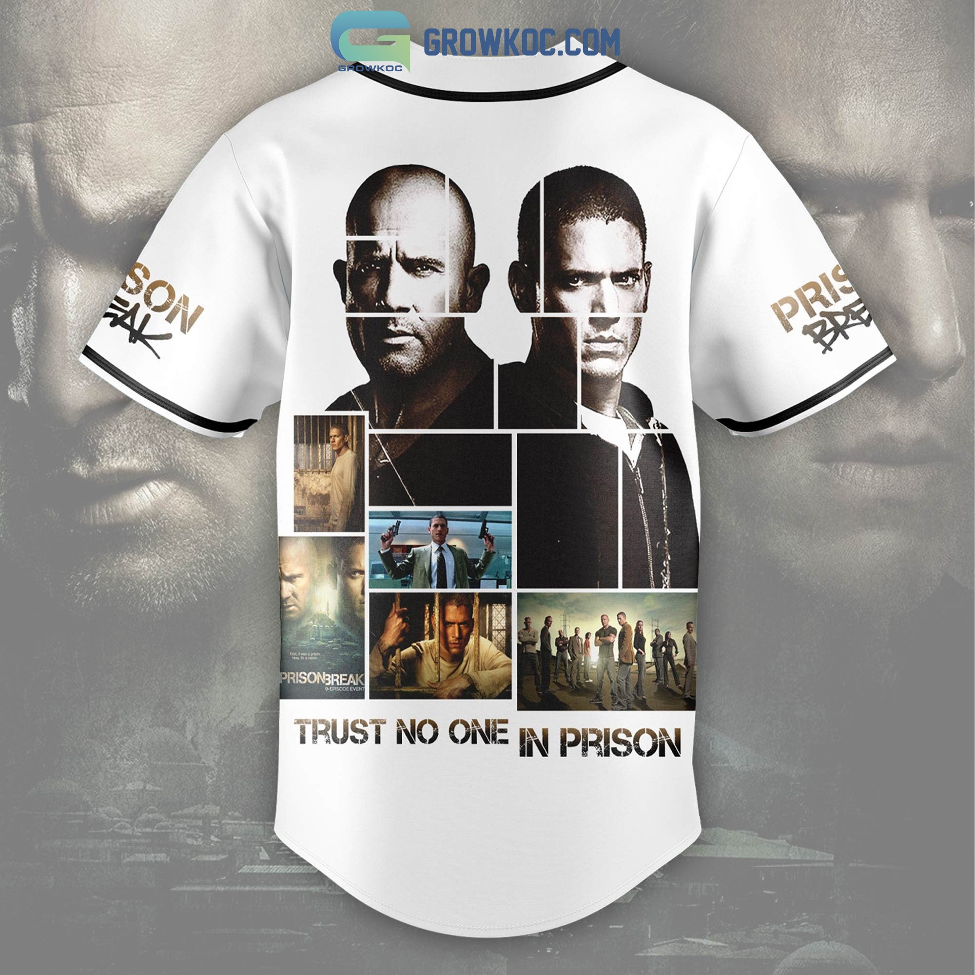 Prison Break Trust No One In Prison White Design Baseball Jersey