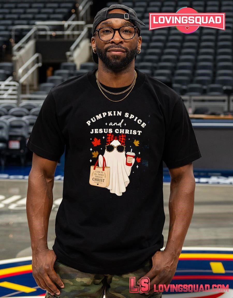 Pumpkin Spice and Jesus Christ Ghost Fall Christian T-shirt