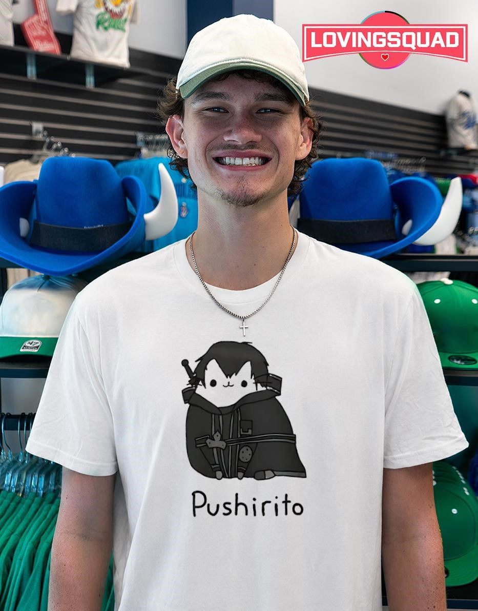 Pushirito Kirito Sword Art Online Cat Pun T-shirt