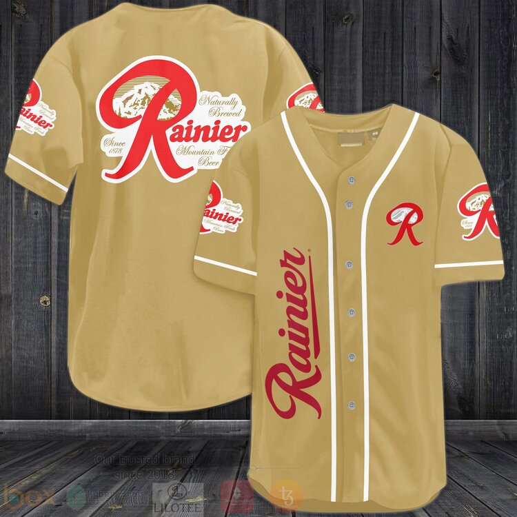 FASHION Rainier Brewing Company Baseball Jerseys Botton Shirt