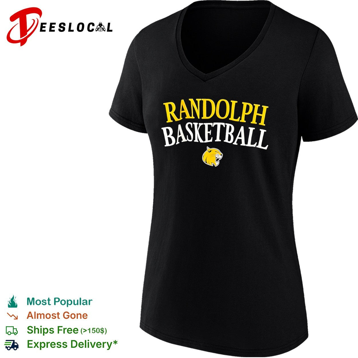 Randolph Wildcat Basketball Mascot Logo shirt