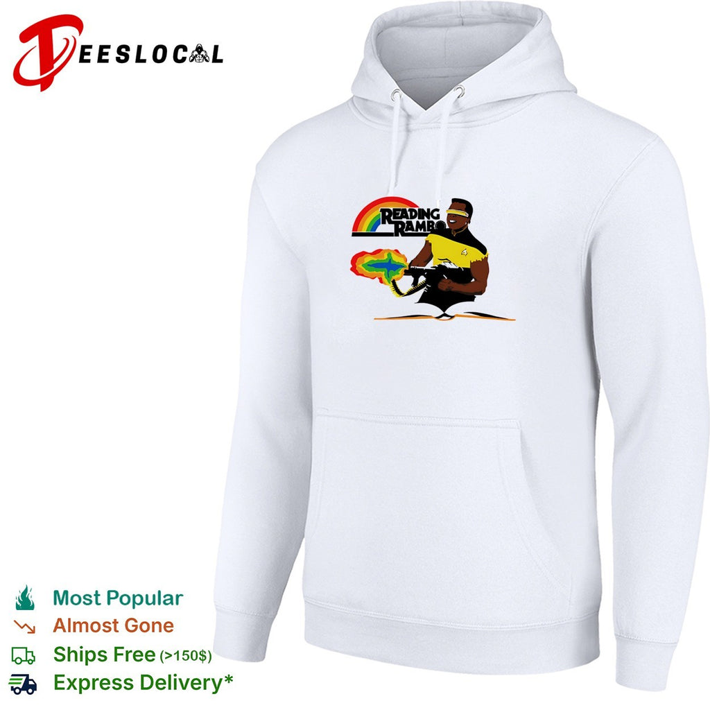 Reading Rambo book rainbow brain blast shirt
