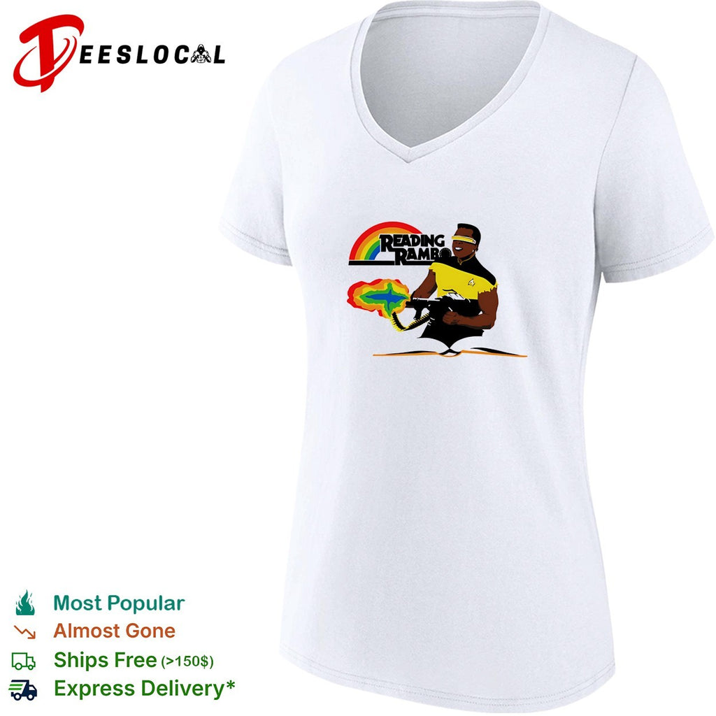 Reading Rambo book rainbow brain blast shirt
